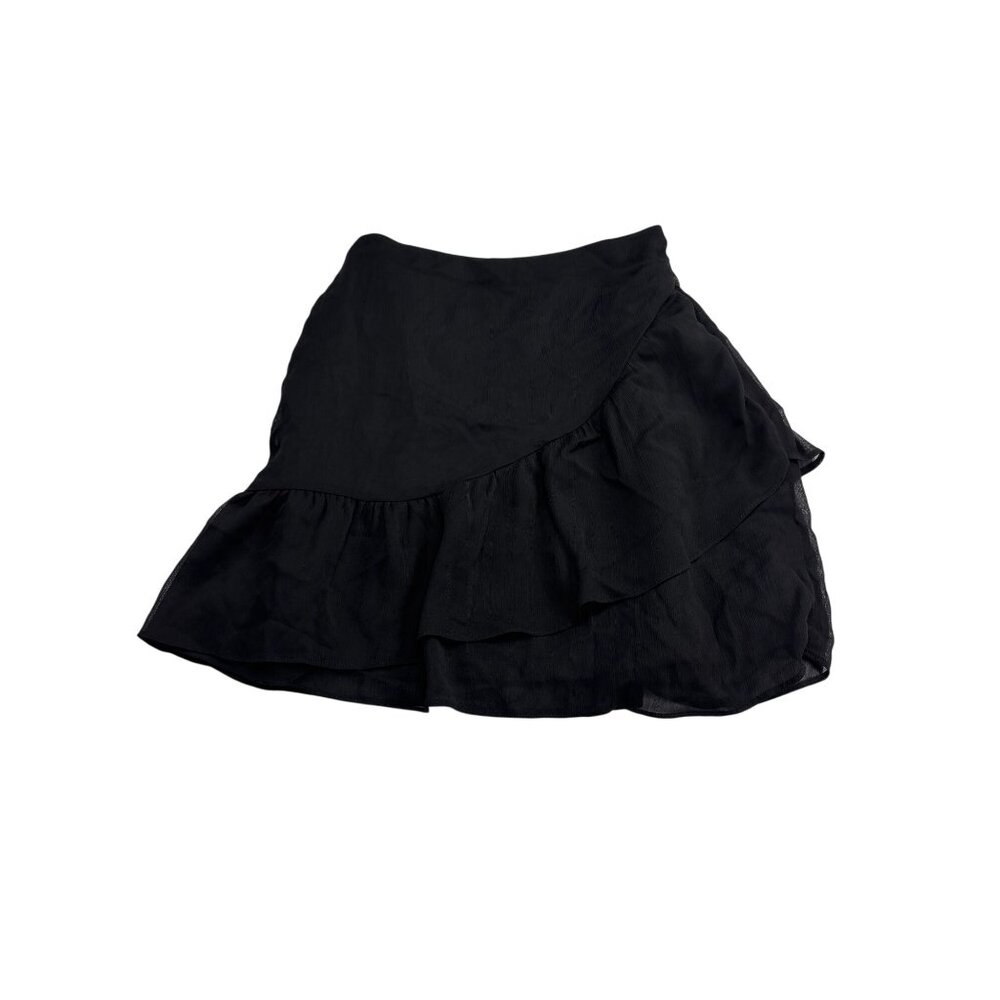 Black Ruffled Mini Skirt Size 2 By Express 100% Recycled Polyester